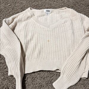 PINK Victoria's Secret Women's V-Neck Cream Sweater